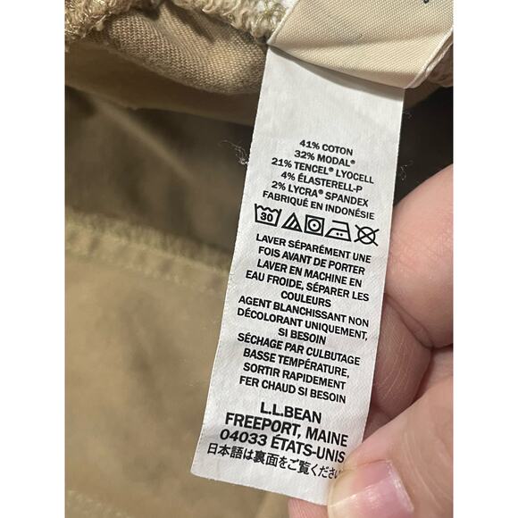 LL Bean Classic Fit Khakis Womens Plus Size 20 M/T Cotton Modal Tencel Tan Pants - Picture 11 of 16